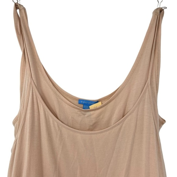 White + Warren Cream Double Layer Tank Dress Night Gown Bubble Hem Size L NWT - Picture 8 of 13